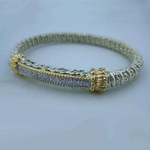 women's bracelets with elegant clasp -Yellow Gold and Sterling Silver Bracelet with .20 Diamonds (6mm)