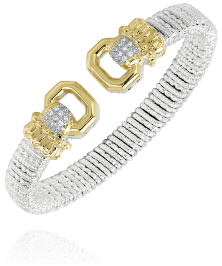 women's bracelets with unique textures -Vahan - 14K Yellow Gold & Sterling Silver Diamond Bracelet