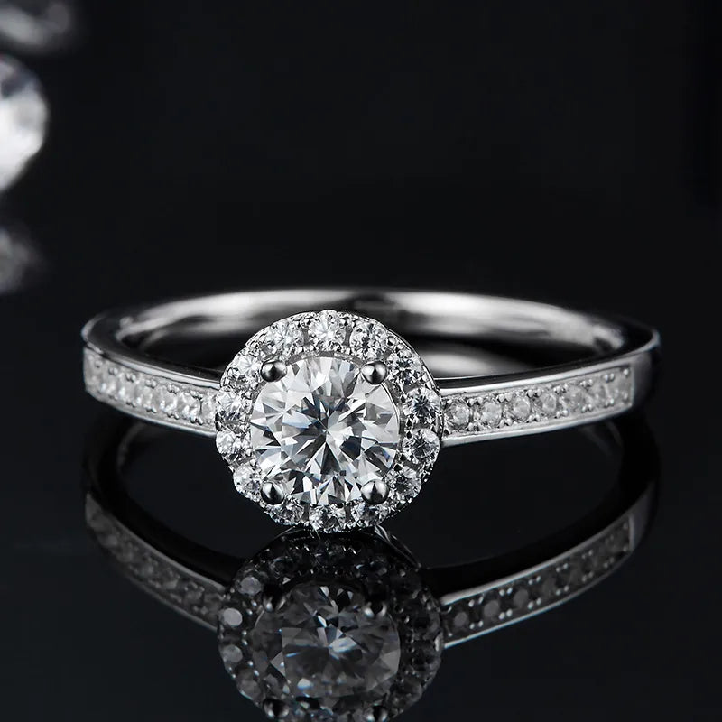 engagement rings for luxurious proposals -Rhodium Plated Elegant Wedding Shiny Diamond Geometric Lab-Grown Diamonds Rings