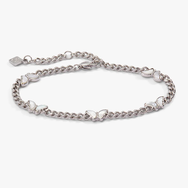 women's bracelets for weddings -Butterfly Curb Chain Bracelet