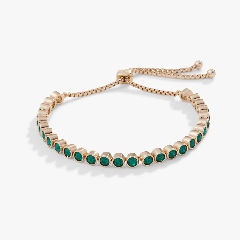 women's bracelets with large round stone -Bolo Tennis Bracelet, Emerald