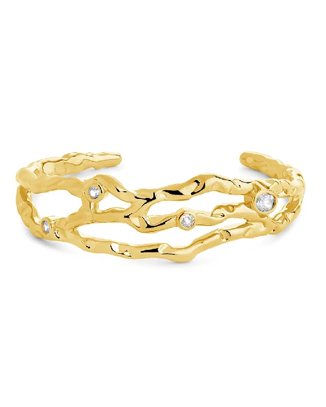 women's bracelets with initials -Tully CZ Molten Metal Cuff Bracelet