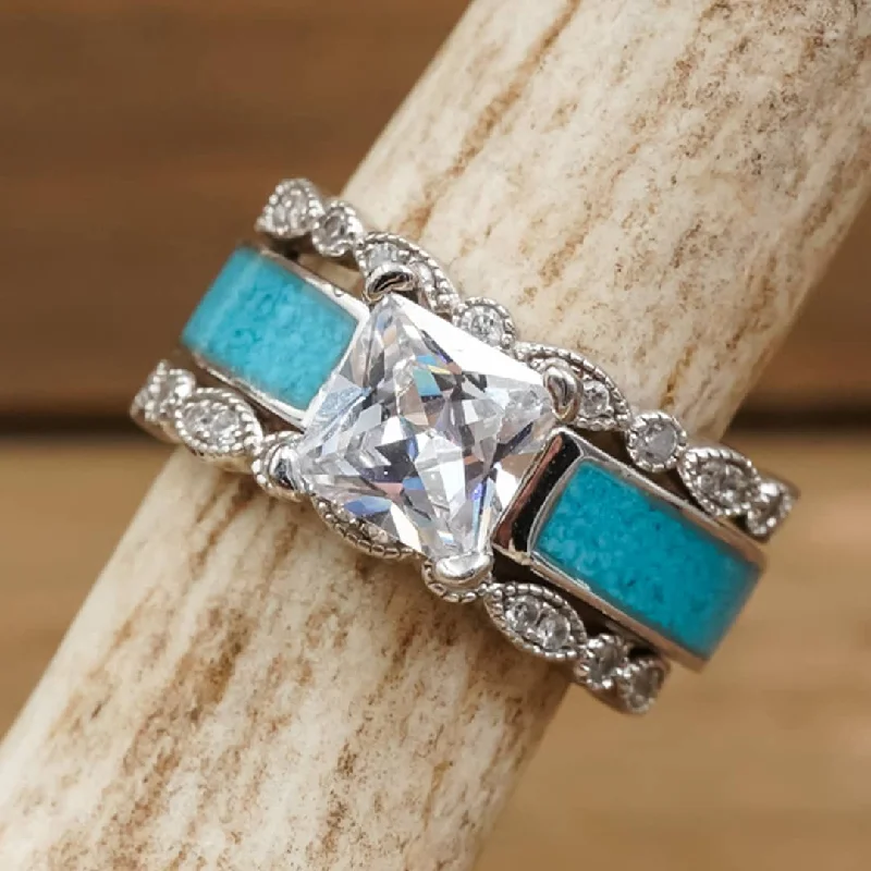 engagement rings with custom made diamonds -The Vintage Grand Sierra Wedding Set