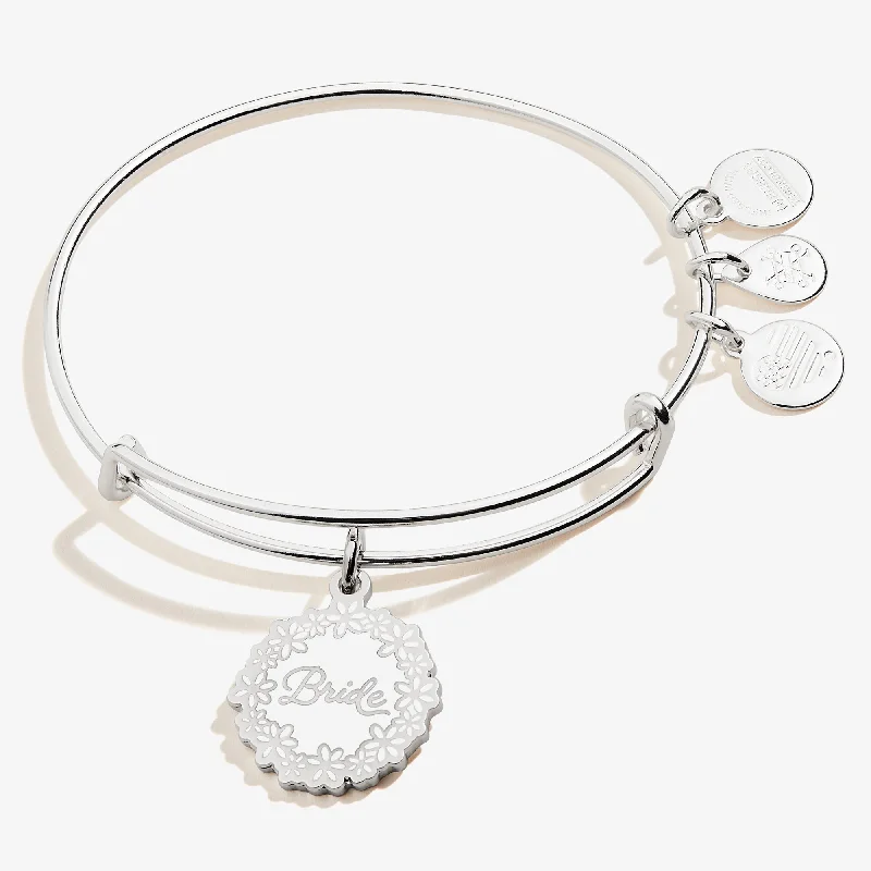 women's bracelets with hand-crafted details -Bride Charm Bangle