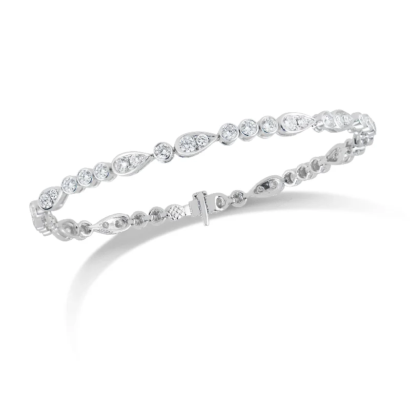 women's bracelets with elegant finish -Diamond Teardrops & Circles Tennis Bracelet