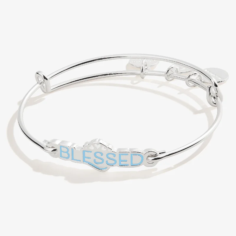 women's bracelets with diamonds and sapphires -'Blessed' Inline Bangle Bracelet