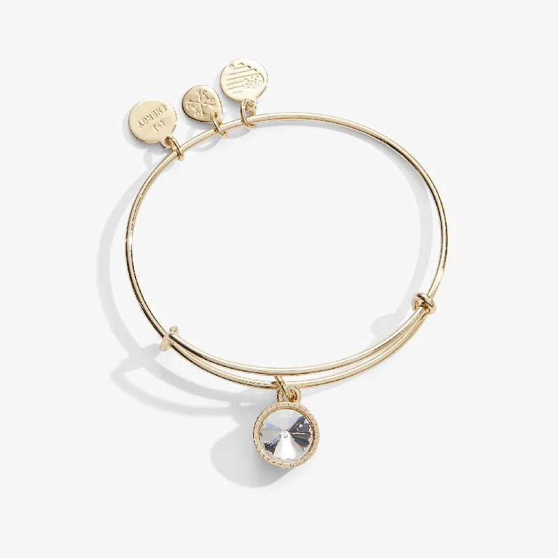 women's bracelets for layering -April Clear Crystal Birthstone Charm Bangle