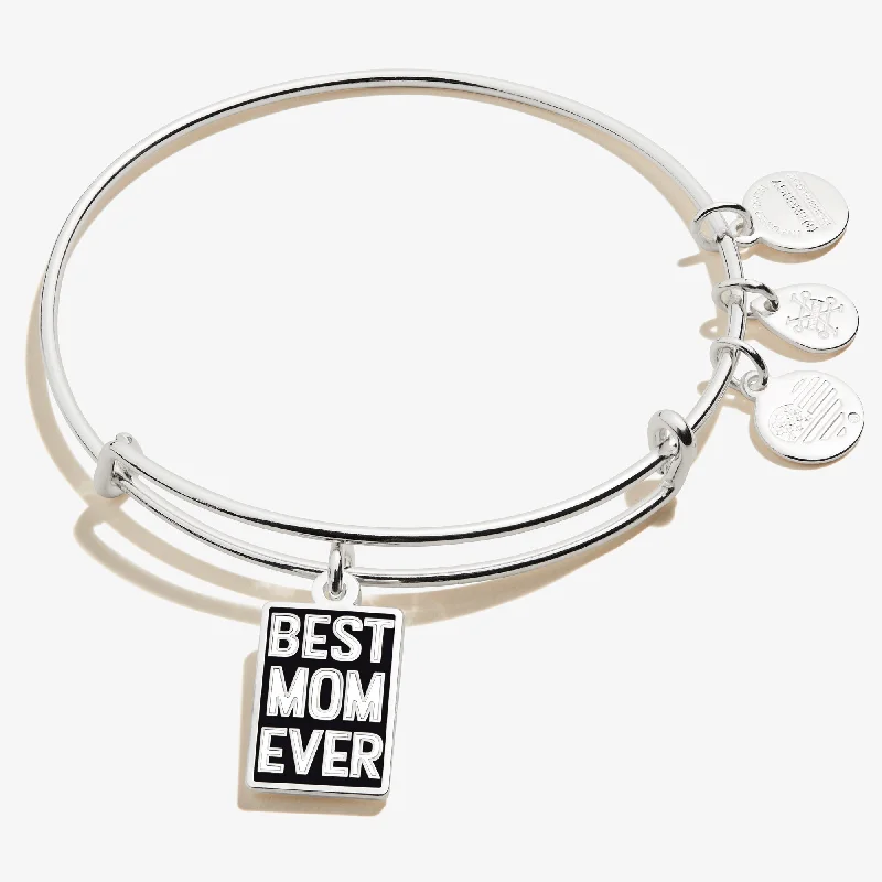 women's bracelets with celestial designs -'Best Mom Ever' Charm Bangle