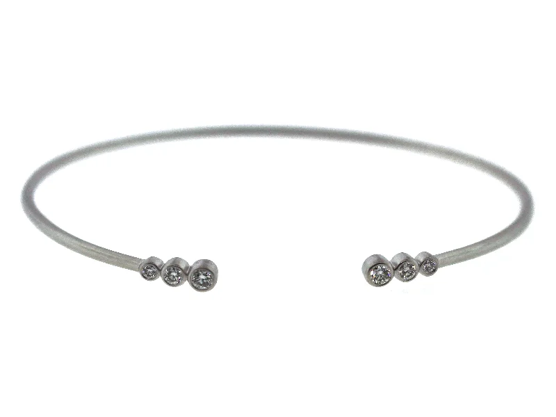 women's bracelets with hearts -Diamond 3-Bezel Bangle