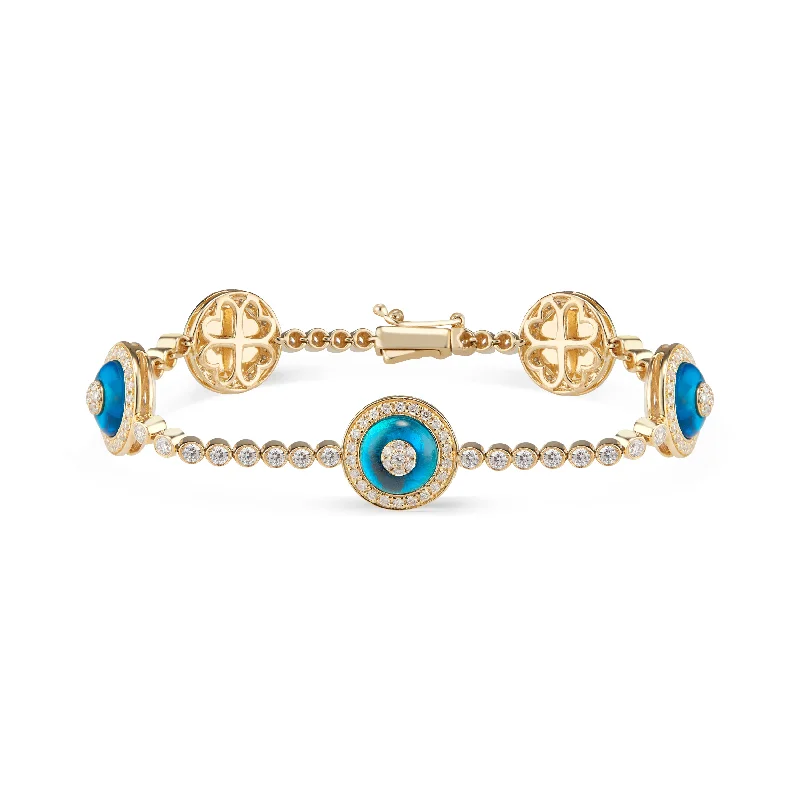 women's bracelets with turquoise -Diamond Bezels Evil Eye Bracelet