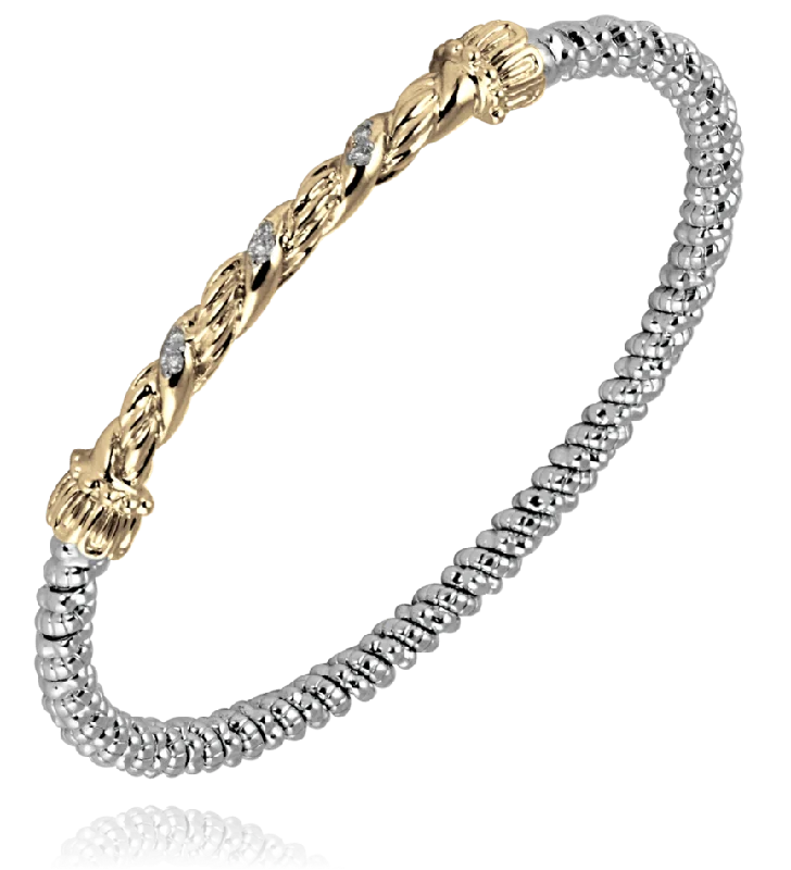 women's bracelets bangle -Vahan - 14K Gold & Sterling Silver, Diamond Bracelet