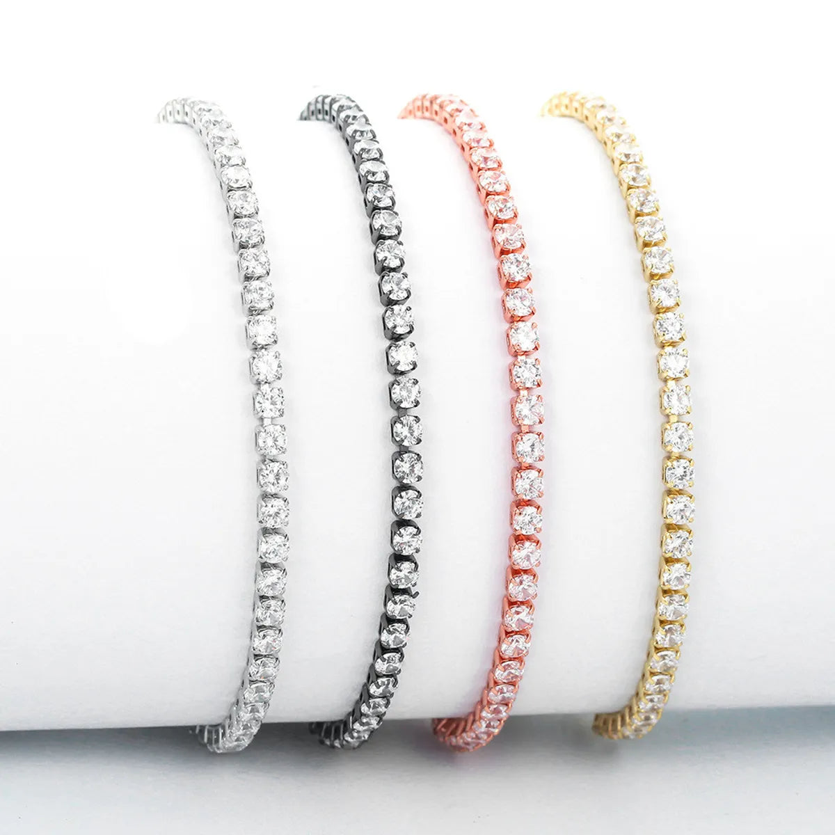 women's bracelets vintage design -European And American Fashion New Style Zircon Bracelet Single Row Claw Inlaid Personality Simple Multi-color Adjustable Bracelet Factory Wholesale