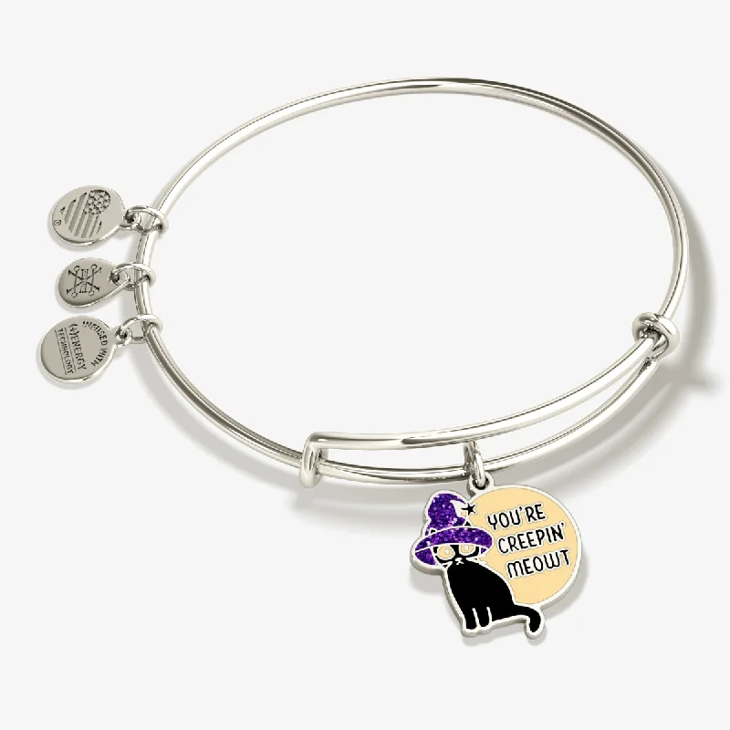 women's bracelets cuff style -'You're Creepin' Meowt' Charm Bangle Bracelet