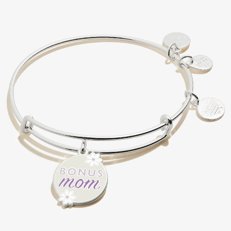 women's bracelets with personalized engraving -'Bonus Mom' Charm Bangle