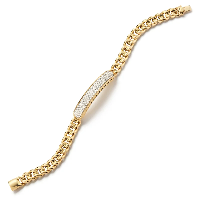 women's bracelets for special occasions -Pave Set Diamond Bar Curbed Link Bracelet