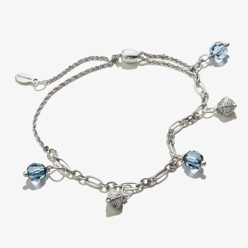 women's bracelets with celestial designs -Blue Crystal Pull Chain Bracelet