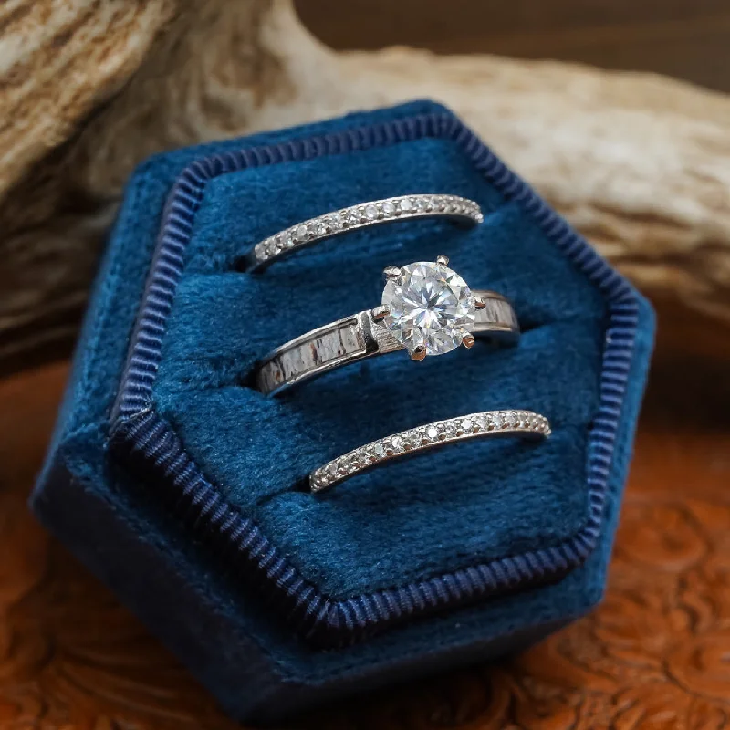 engagement rings with sapphire centerpiece -Lux Grand Cascade Wedding Set