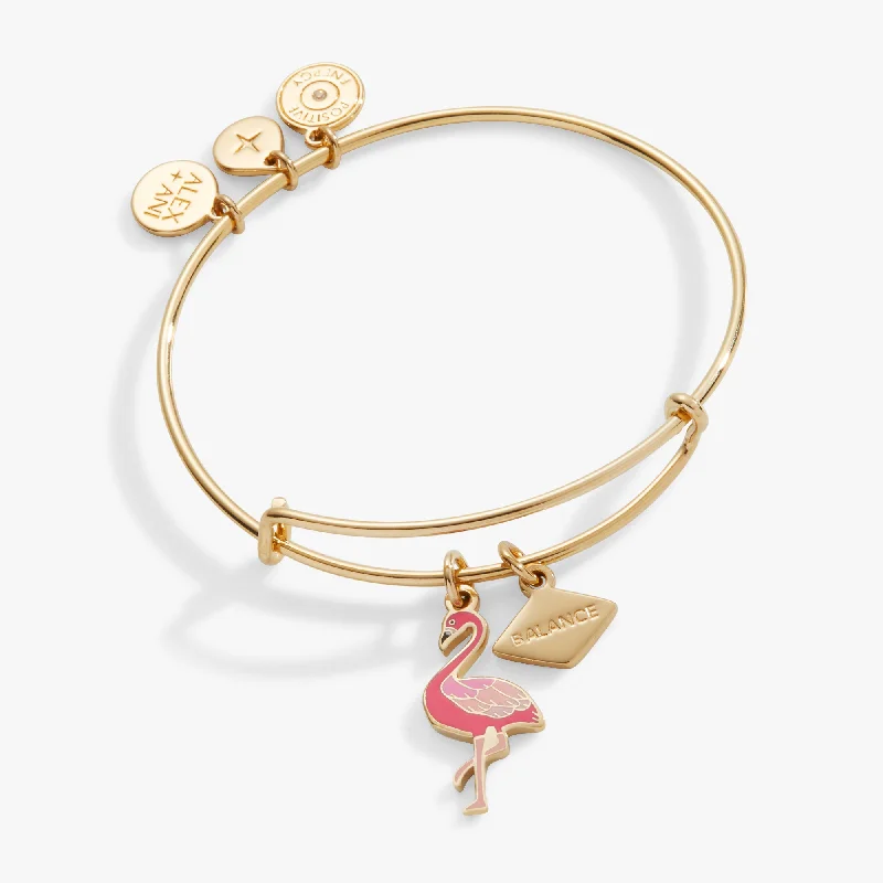 women's bracelets stacked -Balance Flamingo Duo Charm Bangle