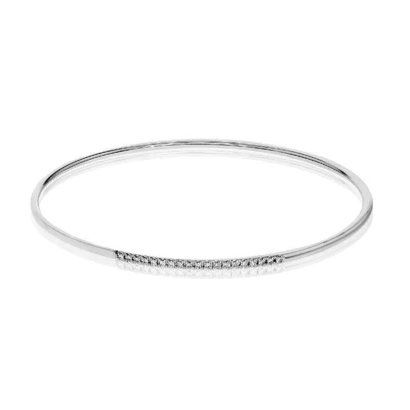 women's bracelets with simple bangle -Simon G - 18K WG Diamond Bangle