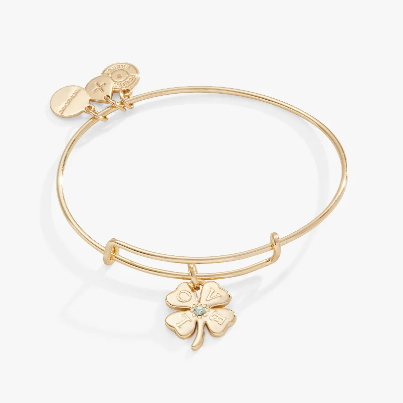 women's bracelets with charms -'Love' Clover Charm Bangle Bracelet