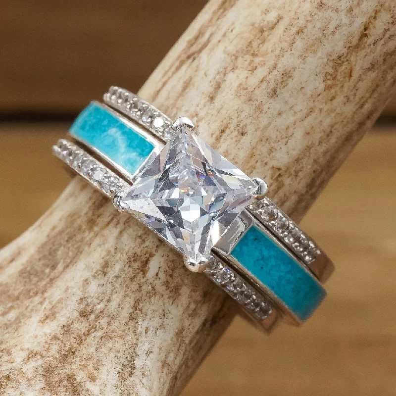 engagement rings with bright diamonds -Grand Sierra Wedding Set