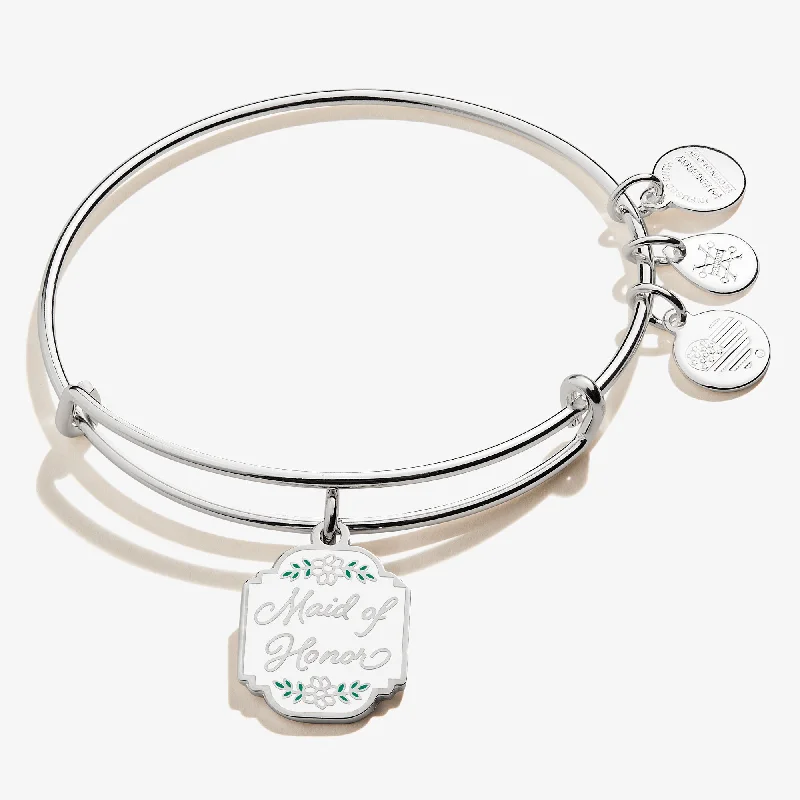 women's bracelets stacked -'Maid of Honor' Charm Bangle