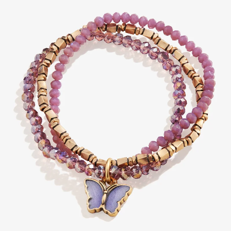 women's bracelets with small stones -Butterfly Stretch Bracelet Trio