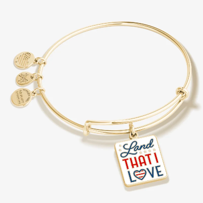 women's bracelets with large round stone -'Land That I Love' Patriotic Charm Bangle Bracelet