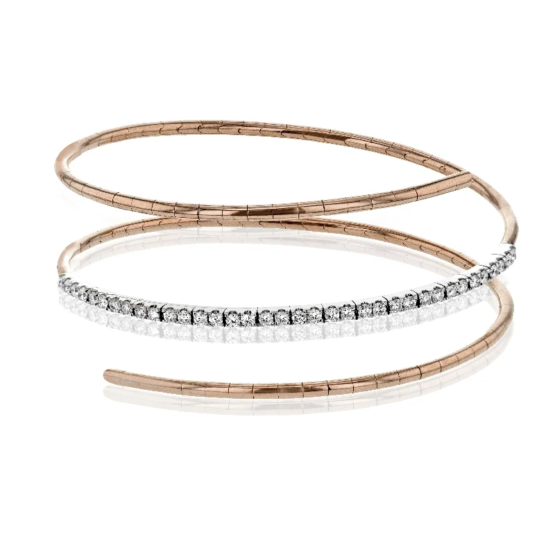 women's bracelets with personalized engraving -Simon G - 18K 2-Tone Flexible Diamond Bangle