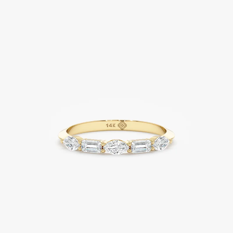 engagement rings with princess cut diamond -Lab-Grown Diamond Marquise and Emerald cut Wedding Ring, Emmaly