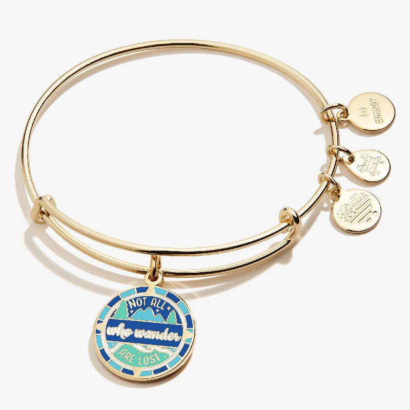 women's bracelets with diamonds and rubies -'Not All Who Wander Are Lost' Charm Bangle