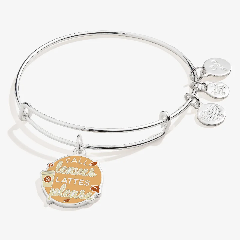 women's bracelets adjustable -'Fall Leaves and Lattes Please' Charm Bangle Bracelet