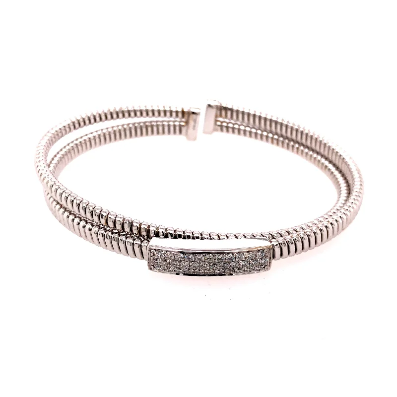 women's bracelets with sparkling crystals -Afarin - 18K WG Twist Diamond Bangle