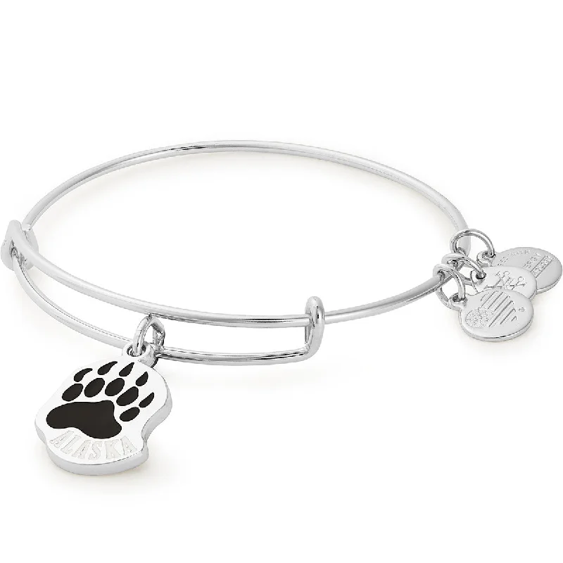 women's bracelets with vintage appeal -Alaska Bear Paw Charm Bangle Bracelet