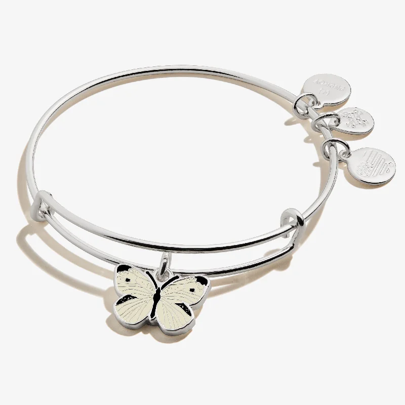 women's bracelets with sparkling diamonds -Cabbage White Butterfly Charm Bangle