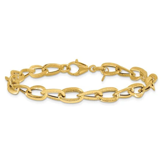 women's bracelets with chain links -Polished and Satin Fancy Link Bracelet