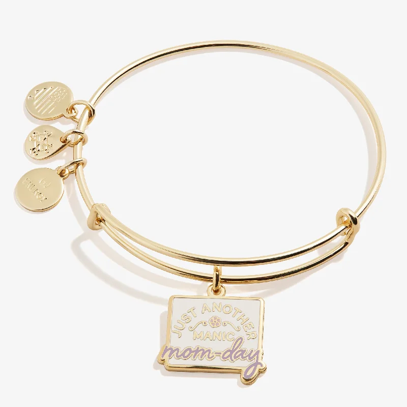 women's bracelets with open design -'Just Another Manic Mom-Day' Charm Bangle Bracelet