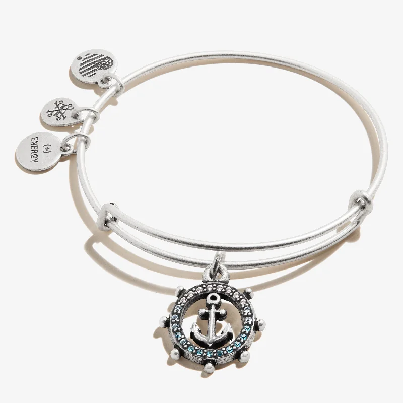 women's bracelets luxury -Anchor Charm Bangle, Crystal Infusion