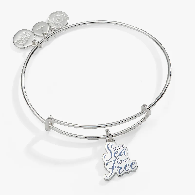 women's bracelets with simple bangle -'Let the Sea Set You Free' Charm Bangle