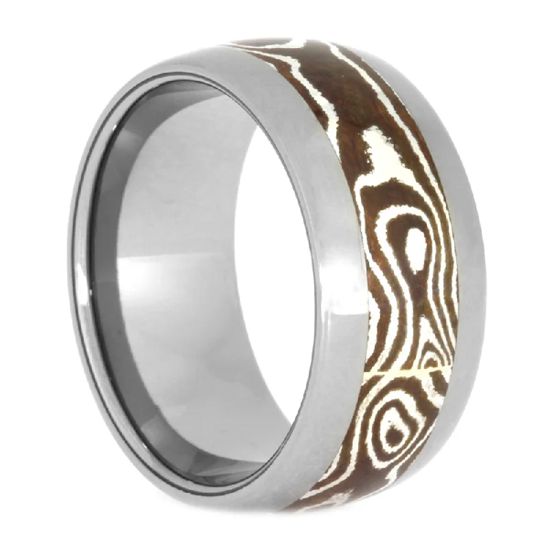 engagement rings with vintage style -Copper Silver Mokume Men's Wedding Ring