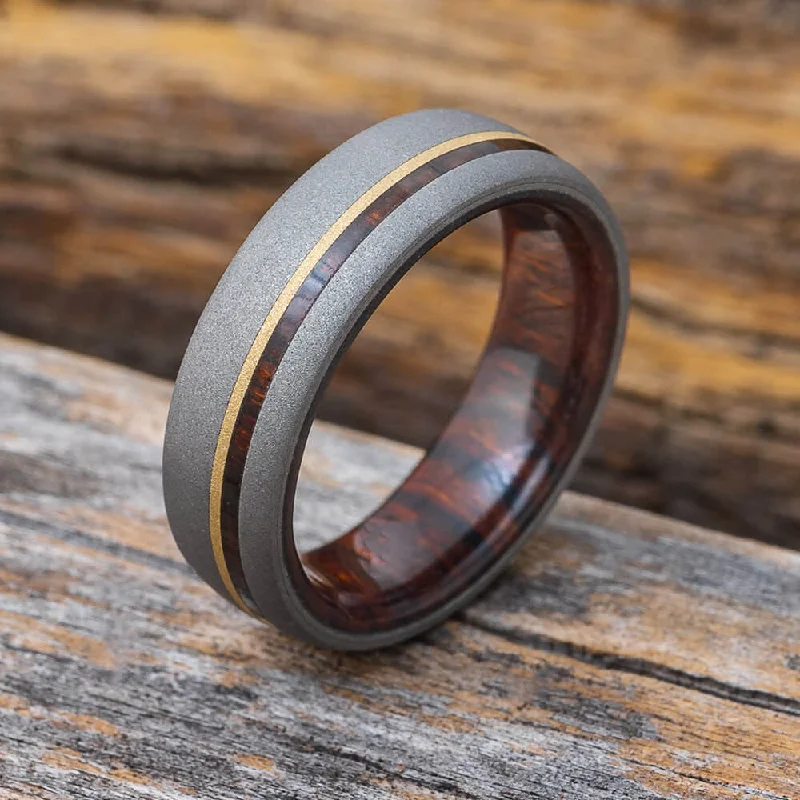 engagement rings with split shank -Ironwood Men's Wedding Band with Gold