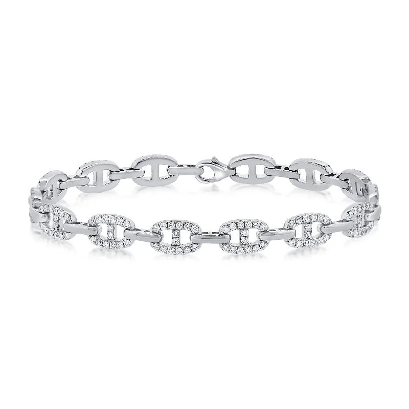 women's bracelets with gemstone centerpiece -Diamond Classic Chain Link Bracelet